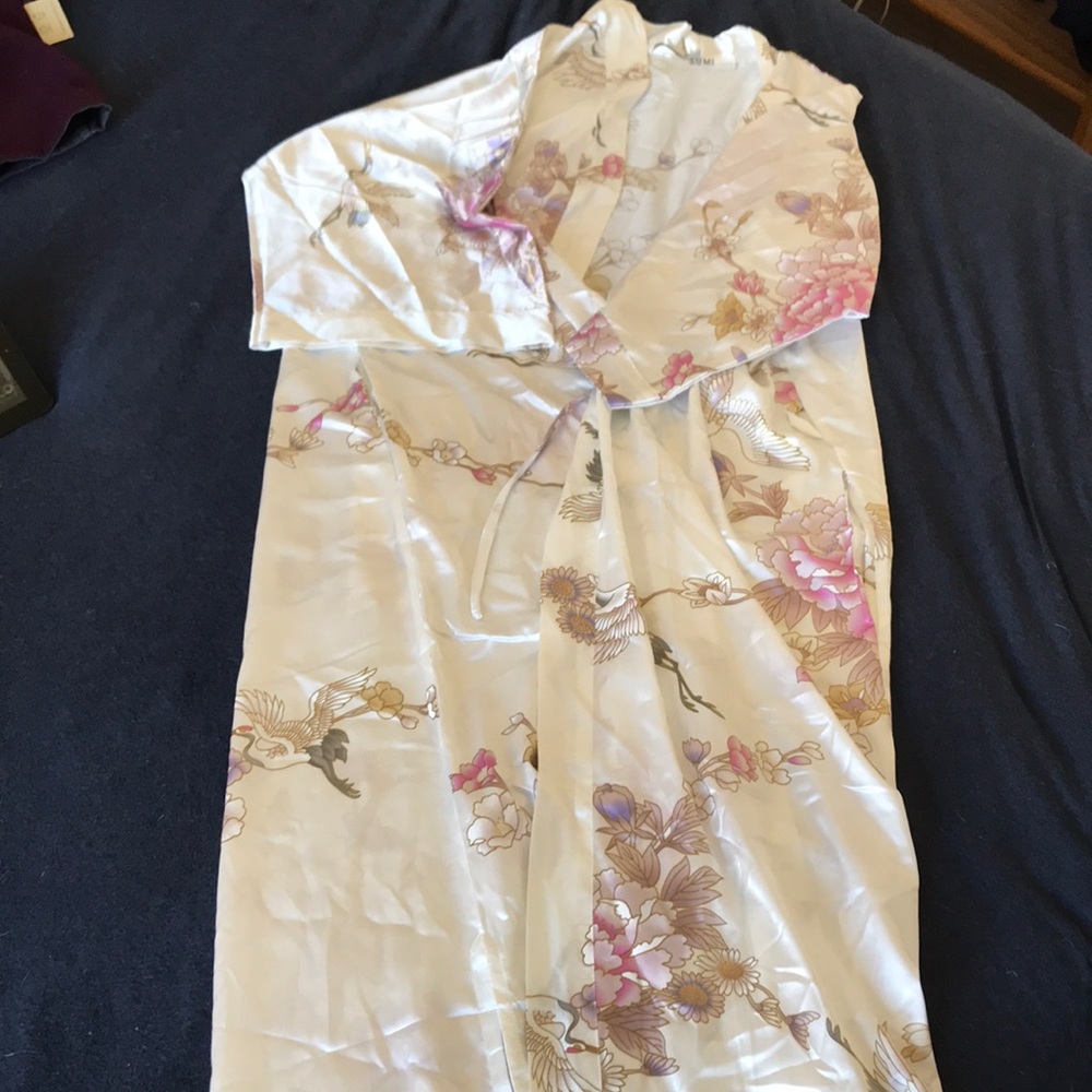 Spring floral silky kimono